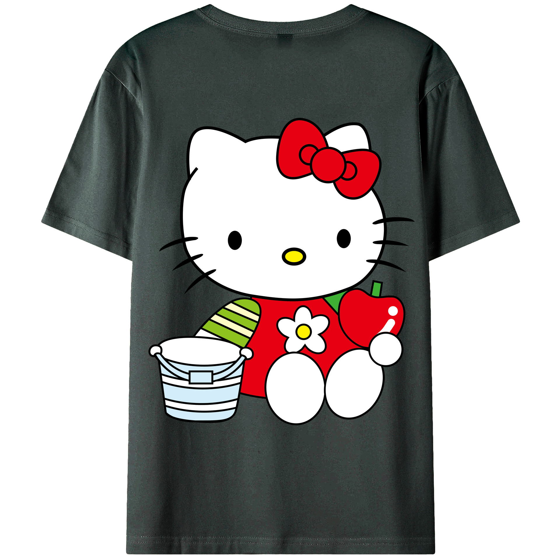（画像用） Hello Kitty ハローキティ 綿100％ メンズ半袖Tシャツ（バックプリント） 通気性